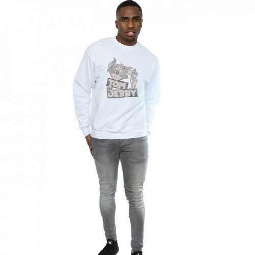White - Lifestyle - Tom and Jerry Mens Wink Sweatshirt
