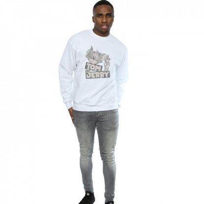 White - Lifestyle - Tom and Jerry Mens Wink Sweatshirt