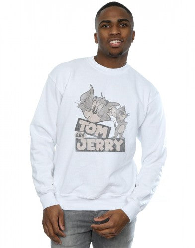 White - Back - Tom and Jerry Mens Wink Sweatshirt