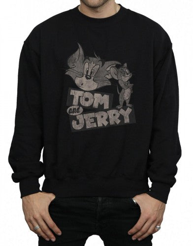 Black - Side - Tom and Jerry Mens Wink Sweatshirt