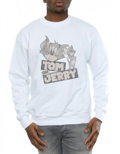 White - Side - Tom and Jerry Mens Wink Sweatshirt