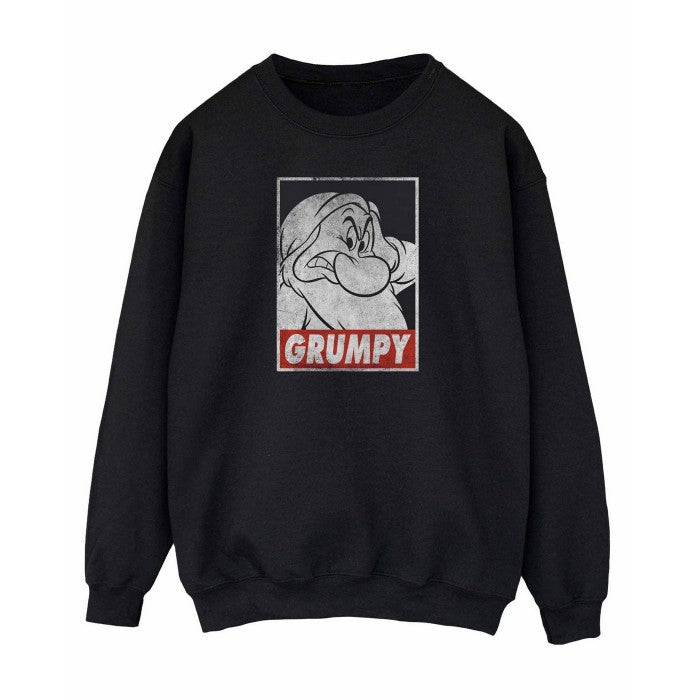 Front - Snow White And The Seven Dwarfs Mens Grumpy Poster Cotton Sweatshirt