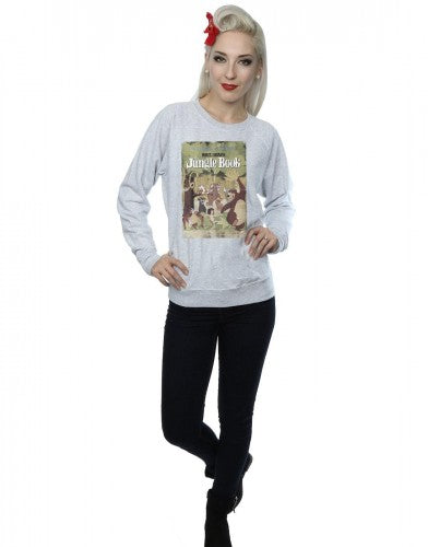 Heather Grey - Lifestyle - Jungle Book Womens-Ladies Retro Poster Sweatshirt