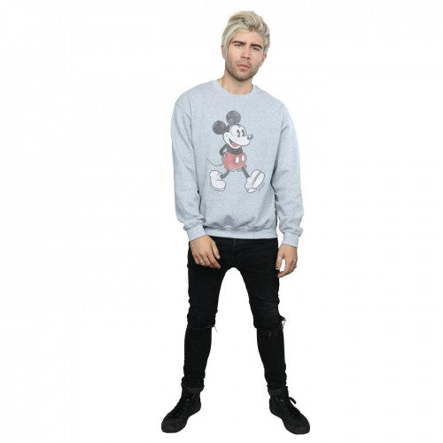 Sports Grey - Close up - Disney Mens Walking Mickey Mouse Sweatshirt