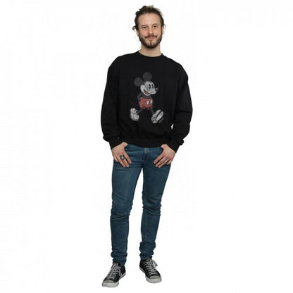 Black - Side - Disney Mens Walking Mickey Mouse Sweatshirt