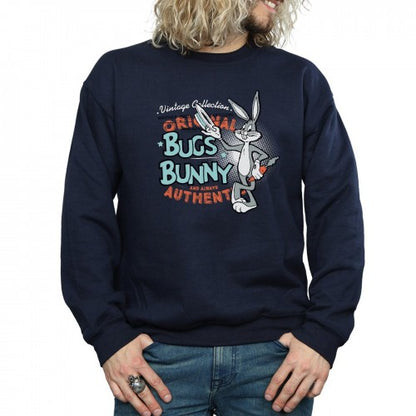Navy Blue - Close up - Looney Tunes Unisex Adult Bugs Bunny Vintage Sweatshirt