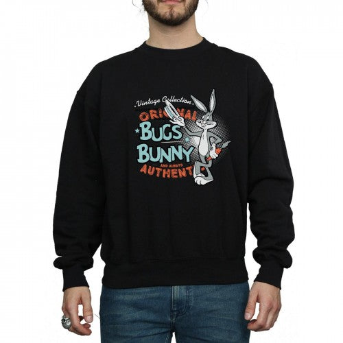 Black - Close up - Looney Tunes Unisex Adult Bugs Bunny Vintage Sweatshirt