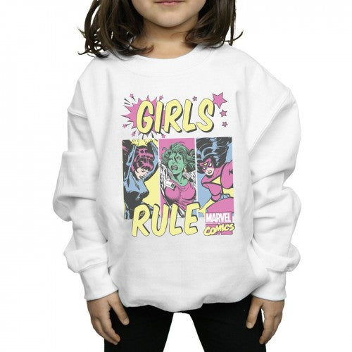 White - Side - Marvel Comics Girls Rule Sweatshirt