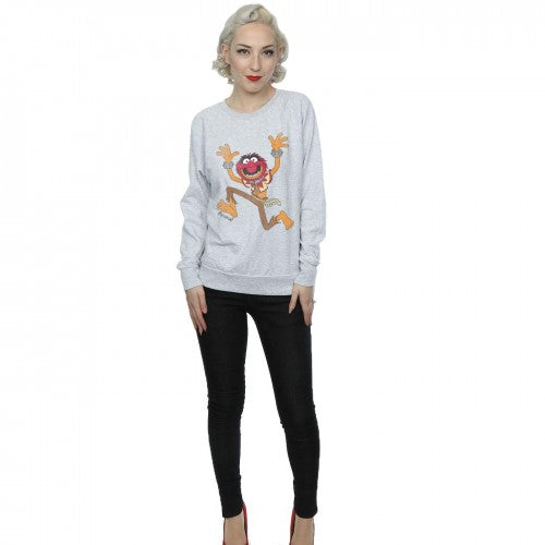 Heather Grey - Close up - The Muppets Womens-Ladies Animal Sweatshirt