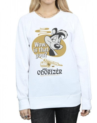 White - Side - Looney Tunes Womens-Ladies Odorizer Pepe Le Pew Sweatshirt