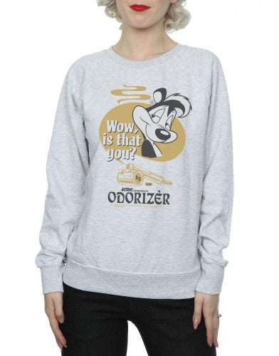 Heather Grey - Side - Looney Tunes Womens-Ladies Odorizer Pepe Le Pew Sweatshirt