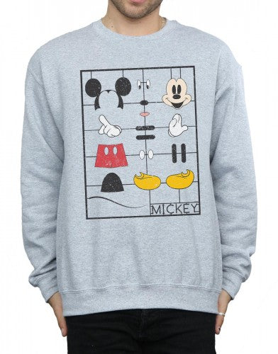 Sports Grey - Pack Shot - Disney Mens Mickey Mouse Construction Kit Sweatshirt