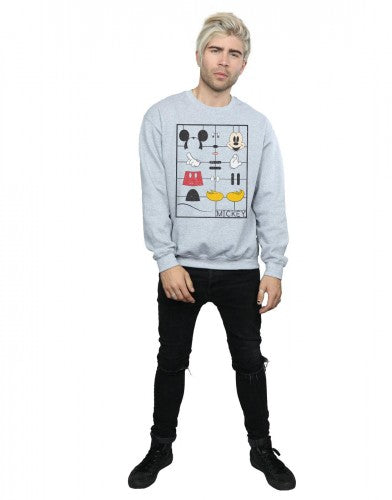 Sports Grey - Close up - Disney Mens Mickey Mouse Construction Kit Sweatshirt