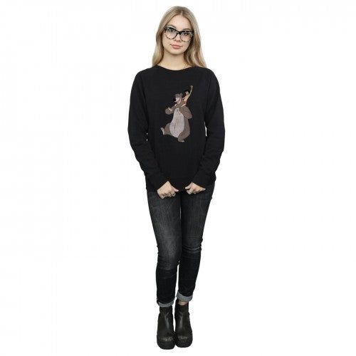 Black - Pack Shot - Jungle Book Womens-Ladies Classic Mowgli And Baloo Sweatshirt