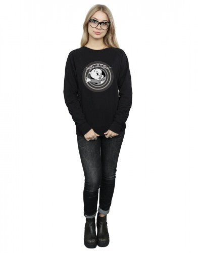 Black - Pack Shot - Looney Tunes Womens-Ladies That´s All Folks Porky Pig Sweatshirt