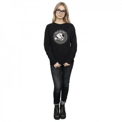 Black - Close up - Looney Tunes Womens-Ladies That´s All Folks Porky Pig Sweatshirt
