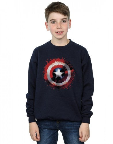 Navy Blue - Back - Marvel Boys Avengers Captain America Art Shield Sweatshirt