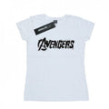 White - Front - Marvel Avengers Womens-Ladies Distressed Logo T-Shirt
