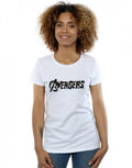 White - Back - Marvel Avengers Womens-Ladies Distressed Logo T-Shirt