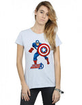 Sports Grey - Back - Captain America Womens-Ladies The First Avenger T-Shirt
