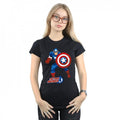 Black - Back - Captain America Womens-Ladies The First Avenger T-Shirt