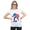 White - Back - Captain America Womens-Ladies The First Avenger T-Shirt