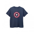 Front - Captain America Boys Distressed Shield T-Shirt