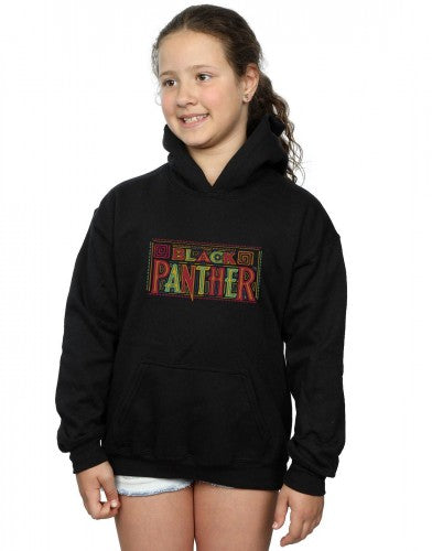 Black - Back - Marvel Girls Black Panther Tribal Logo Hoodie