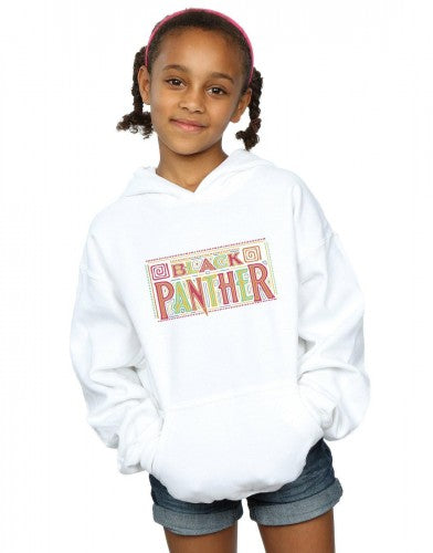White - Back - Marvel Girls Black Panther Tribal Logo Hoodie