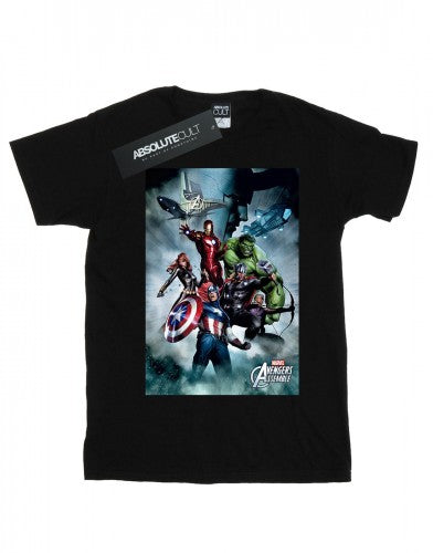 Front - Marvel Womens/Ladies Avengers Team Montage Cotton Boyfriend T-Shirt