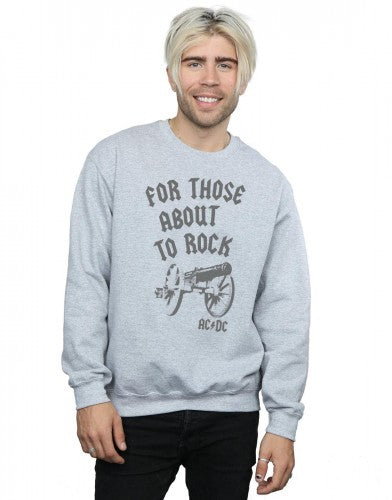 Sports Grey - Side - AC-DC Mens For Those About To Rock Cannon Cotton Sweatshirt