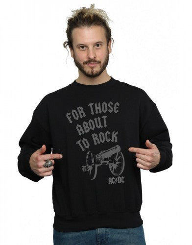 Black - Side - AC-DC Mens For Those About To Rock Cannon Cotton Sweatshirt