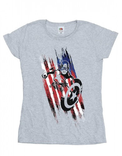 Front - Marvel Womens/Ladies Avengers Captain America Streaks Cotton T-Shirt