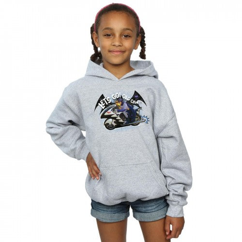 Sports Grey - Back - DC Comics Girls Batman TV Series Bat Bike Hoodie