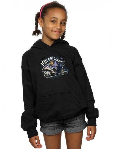 Black - Back - DC Comics Girls Batman TV Series Bat Bike Hoodie