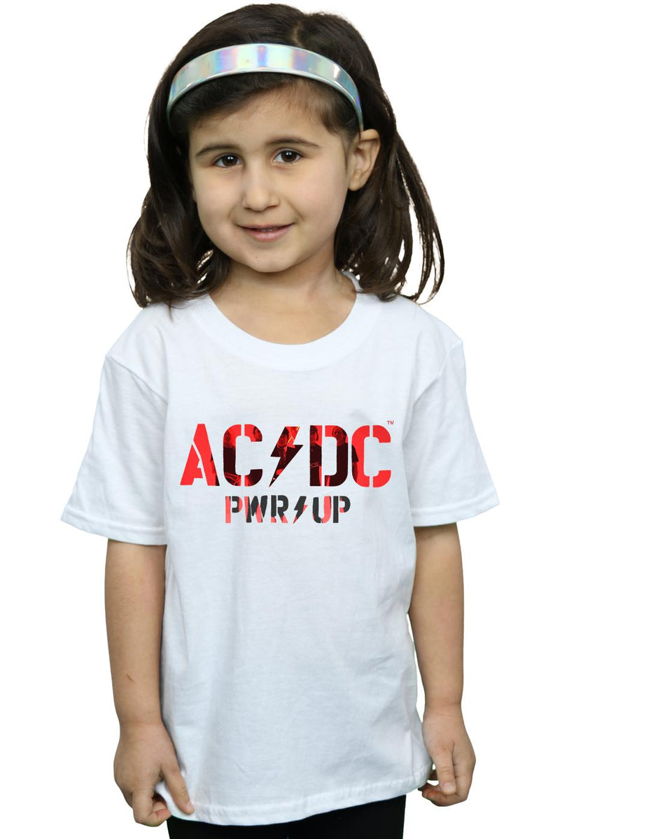 AC/DC Girls PWR UP Photo Logo Cotton T-Shirt | Discounts on great Brands
