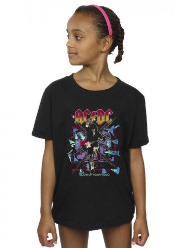 Black - Back - ACDC Girls Blow Up Your Video Jump Cotton T-Shirt