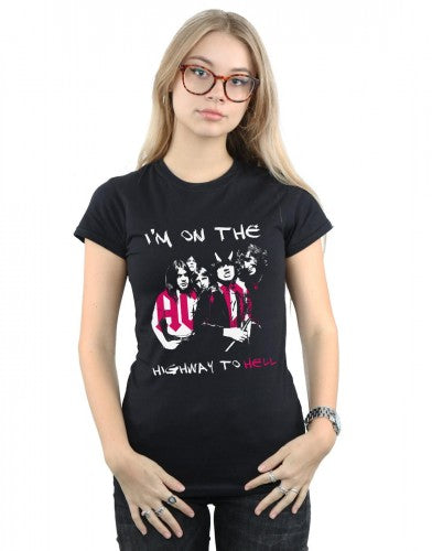 Black - Back - AC-DC Womens-Ladies I´m On The Highway To Hell Cotton T-Shirt