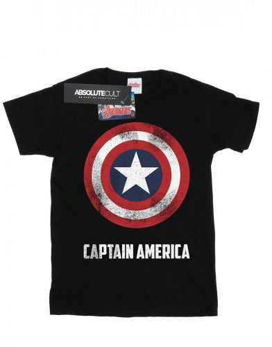 Front - Marvel Womens/Ladies Captain America Shield Text Cotton Boyfriend T-Shirt