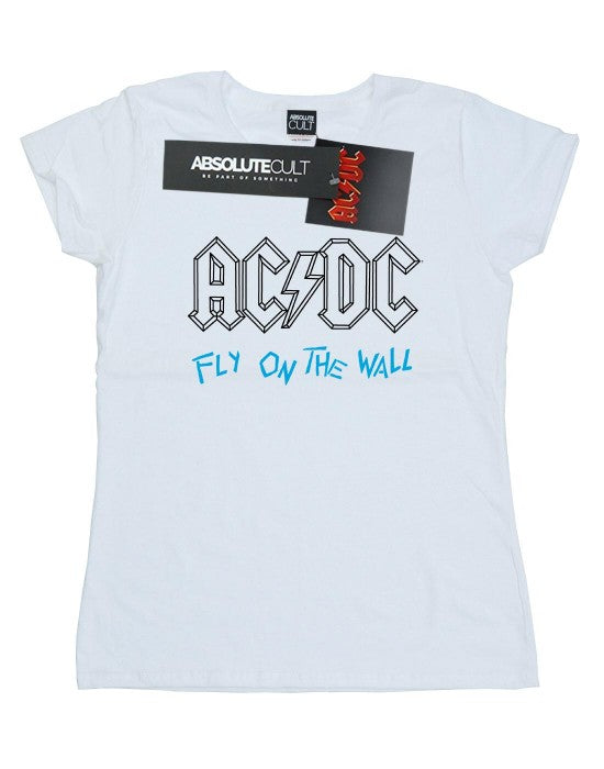 Front - AC/DC Womens/Ladies Fly On The Wall Outline Cotton T-Shirt