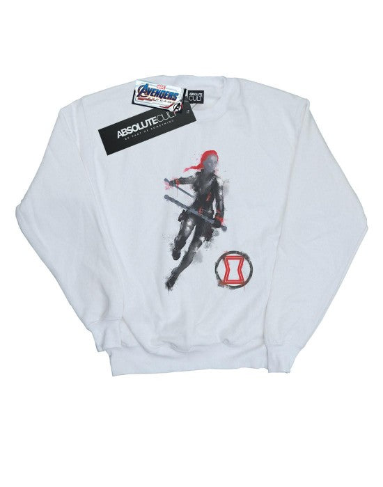 Front - Marvel Girls Avengers Endgame Painted Black Widow Sweatshirt