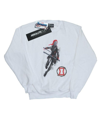 Front - Marvel Girls Avengers Endgame Painted Black Widow Sweatshirt