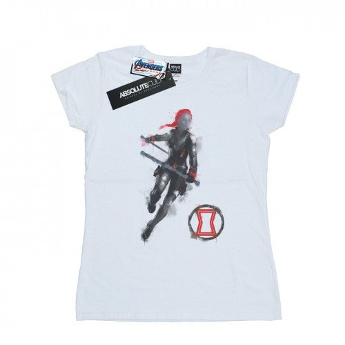 Front - Marvel Womens/Ladies Avengers Endgame Painted Black Widow Cotton T-Shirt
