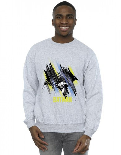 Sports Grey - Front - DC Comics Mens Batman Flying Batman Cotton Sweatshirt