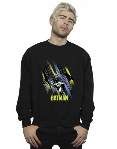 Black - Back - DC Comics Mens Batman Flying Batman Cotton Sweatshirt