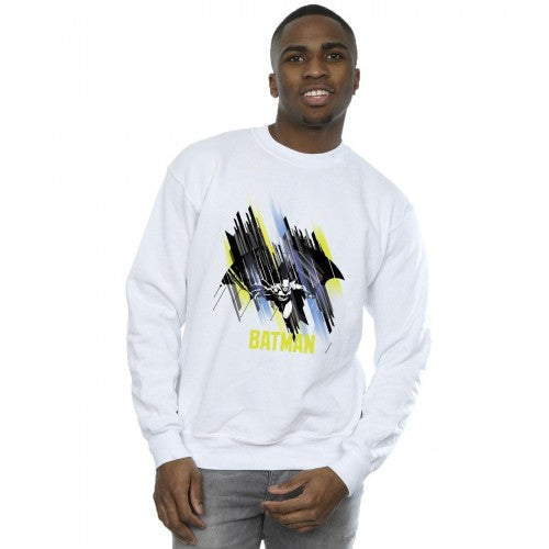 White - Back - DC Comics Mens Batman Flying Batman Cotton Sweatshirt