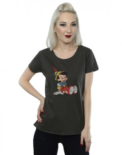 Light Graphite - Back - Pinocchio Womens-Ladies Classic Heather T-Shirt
