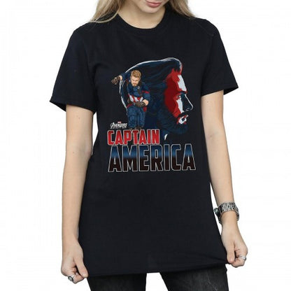 Front - Avengers Infinity War Womens/Ladies Captain America Cotton Boyfriend T-Shirt