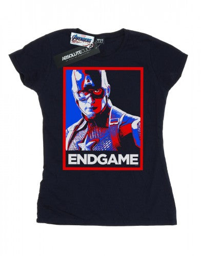 Front - Marvel Womens/Ladies Avengers Endgame Captain America Poster Cotton T-Shirt