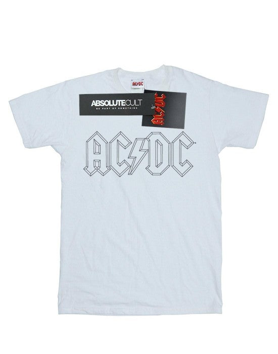 Front - AC/DC Womens/Ladies Black Outline Logo Cotton Boyfriend T-Shirt
